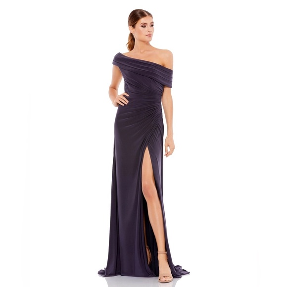 Mac Duggal Dresses & Skirts - New Ieena Mac Duggal Jersey Off Shoulder Navy Gown 26517